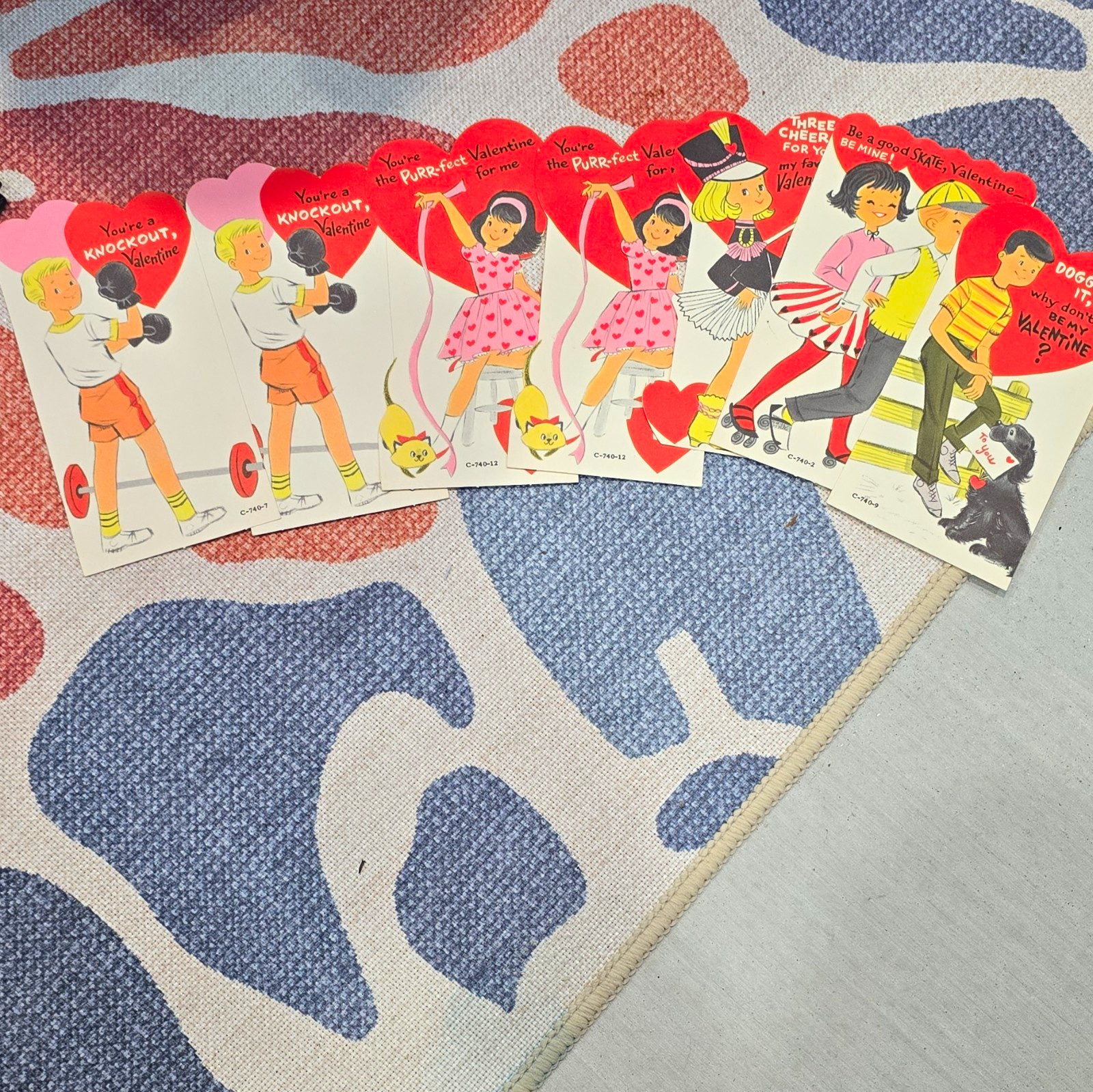 Vintage Valentine\'s Day Cards Lot of 7 Unused Heart Top Kids Designs