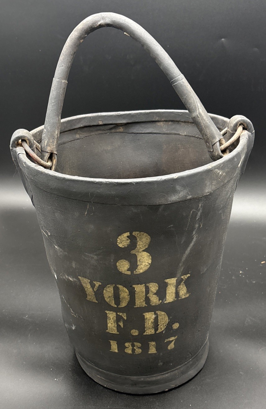 Vintage Firefighter Fire Bucket hose 3 York Maine fire dept 1817 off handtub Vintage Firefighter Fire Bucket hose 3 York Maine fire dept 1817 off handtub