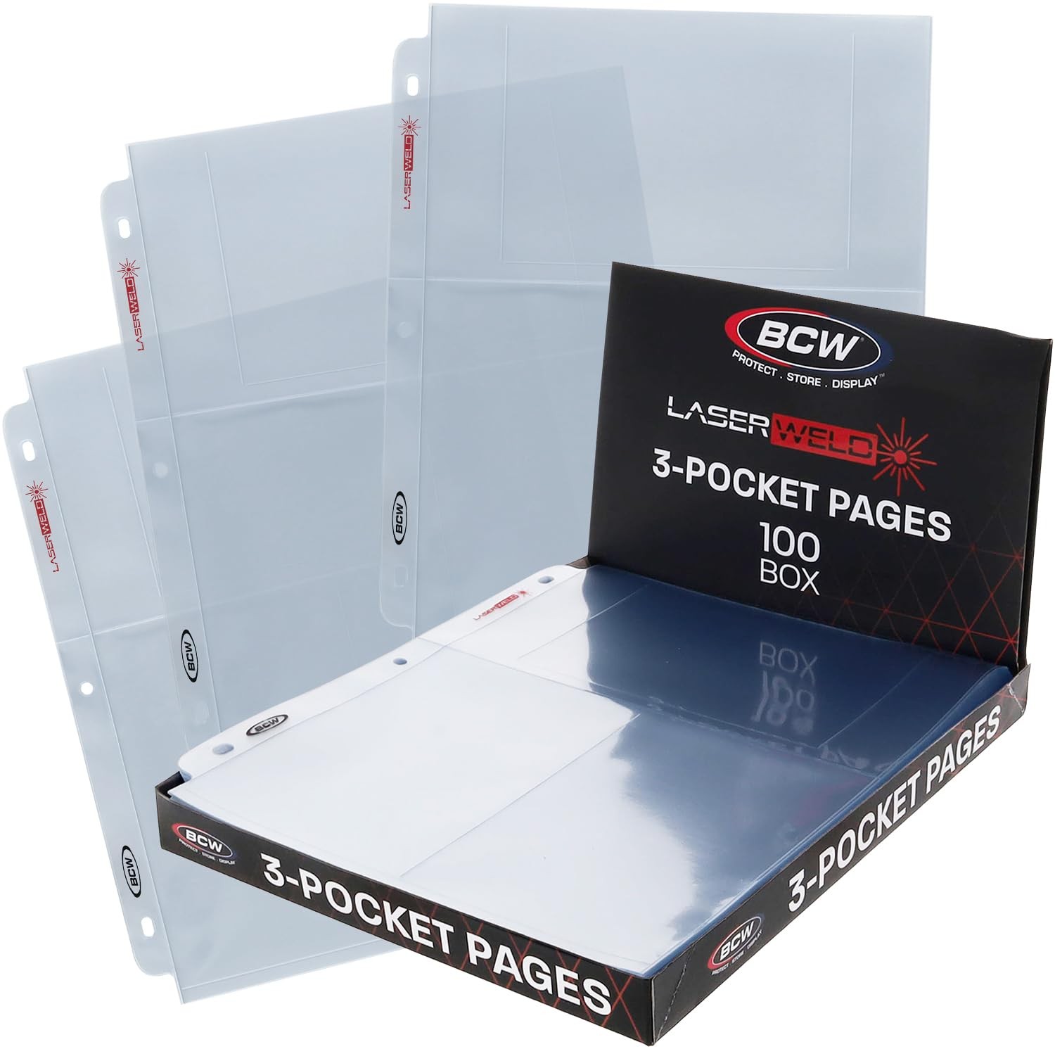 BCW Laserweld 3-Pocket 4x6 Photo Sleeves for 3 Ring Binder - 100 Count
