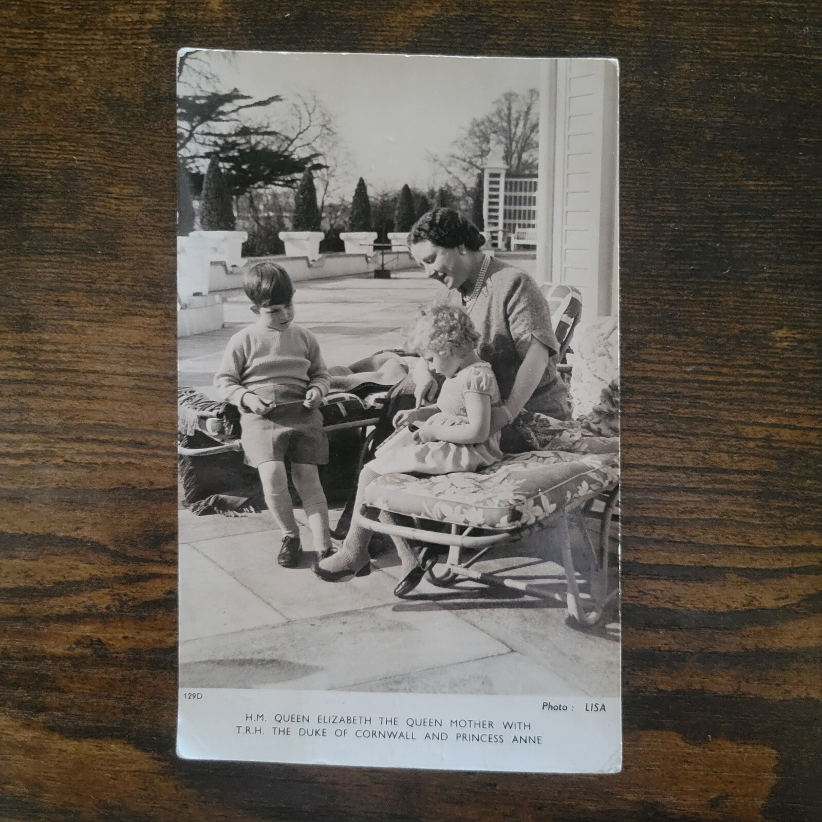 Vintage RPPC King Charles III as Child with Queen Mother and Proncess Anne