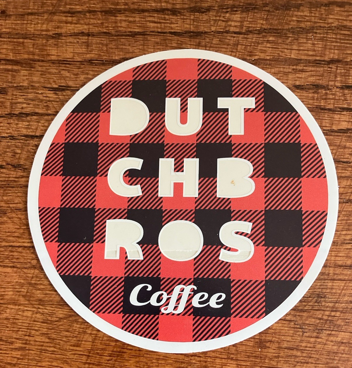 Vintage Dutch Bros Coffee Sticker Red Plaid Design Rare Dutch Christmas