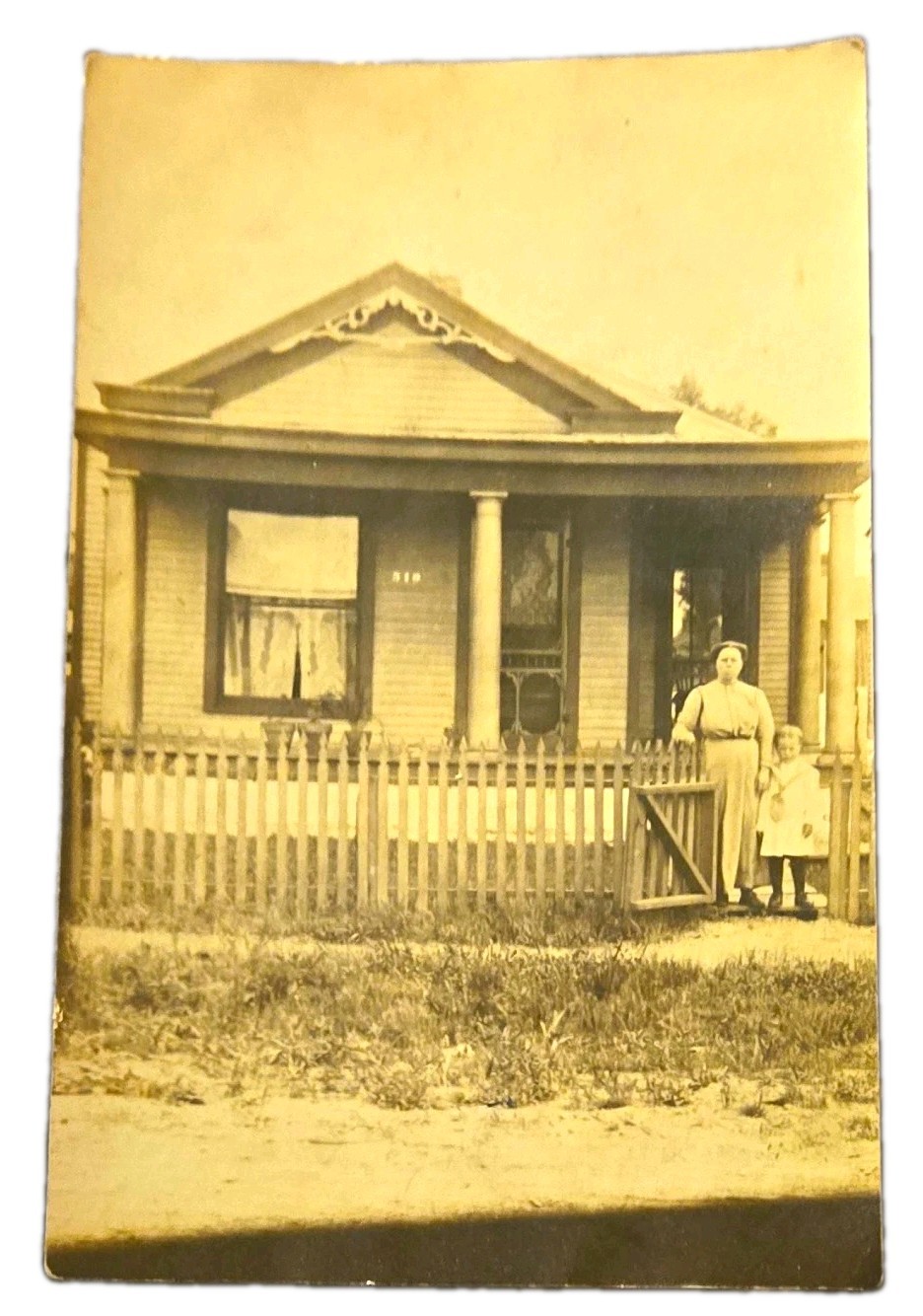 Antique RPPC Photo Postcard 1910s Child Rubay 5 Years Old House 510 Picket Gate Antique RPPC Photo Postcard 1910s Child Rubay 5 Years Old House 510 Picket Gate