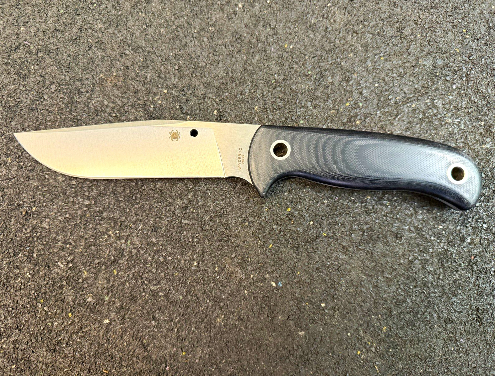 *RARE* Spyderco Gayle Bradley Weatherford Bowie, PSF27 steel, Micarta + Sheath