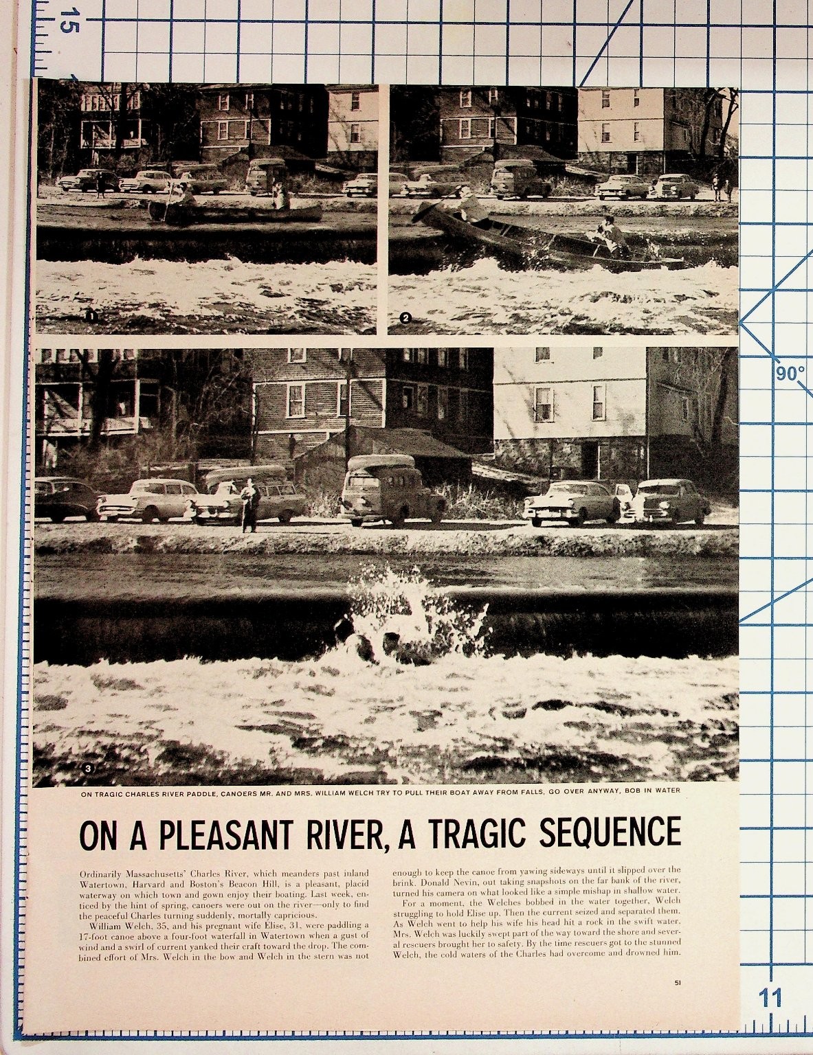 1960s Watertown MA Charles River Canoe Accident Drowning Article Magazine Page 1960s Watertown MA Charles River Canoe Accident Drowning Article Magazine Page