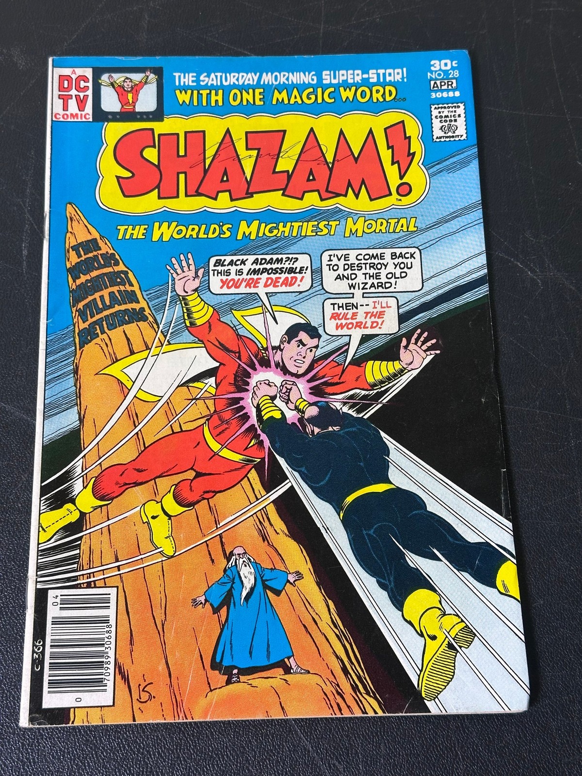 Shazam #28 DC 1977 Black Adam Comic Book Cover Writing