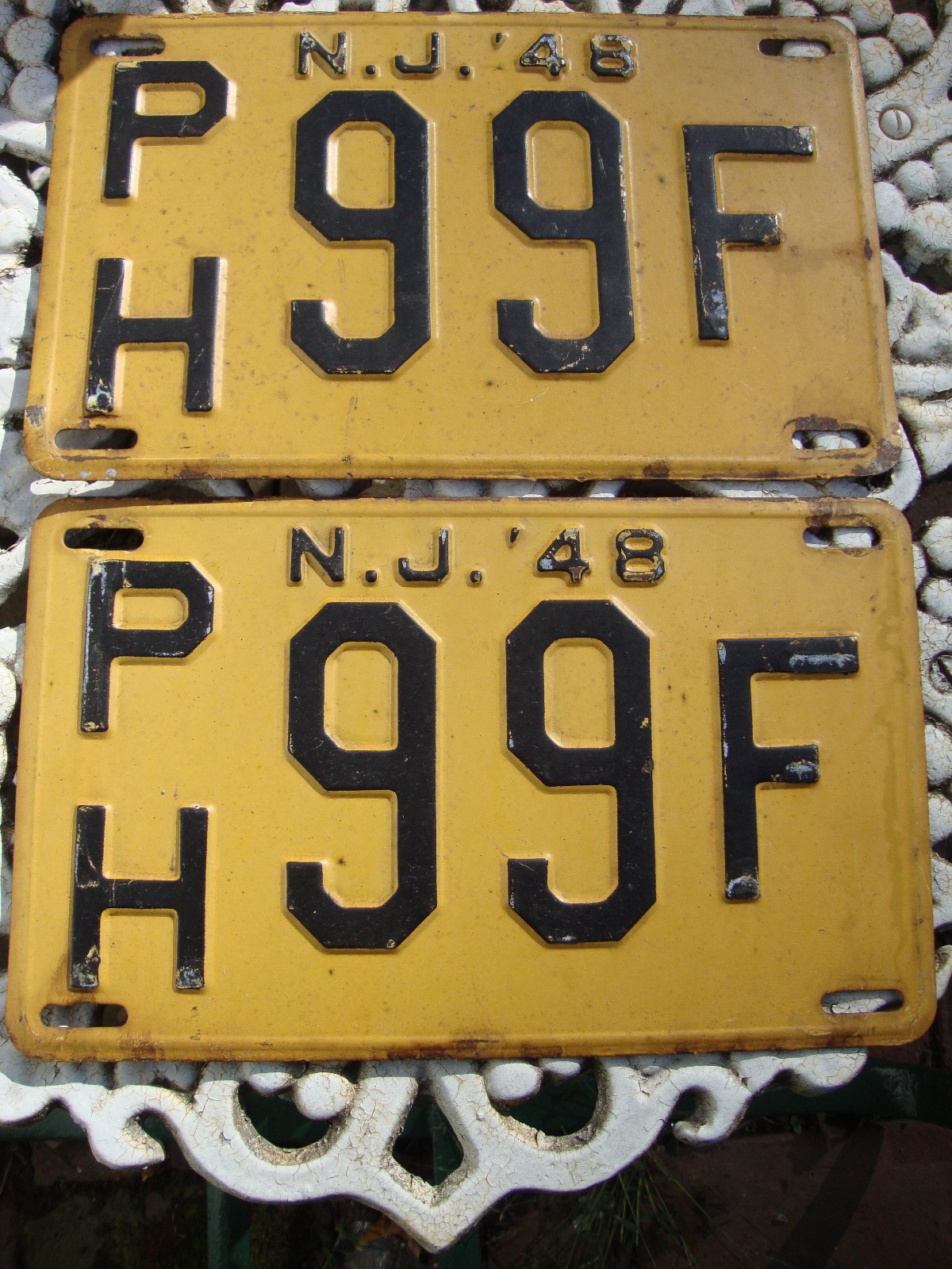 1948 New Jersey car license plates NICE ORIGINAL SET Plate Auto Automobile Old