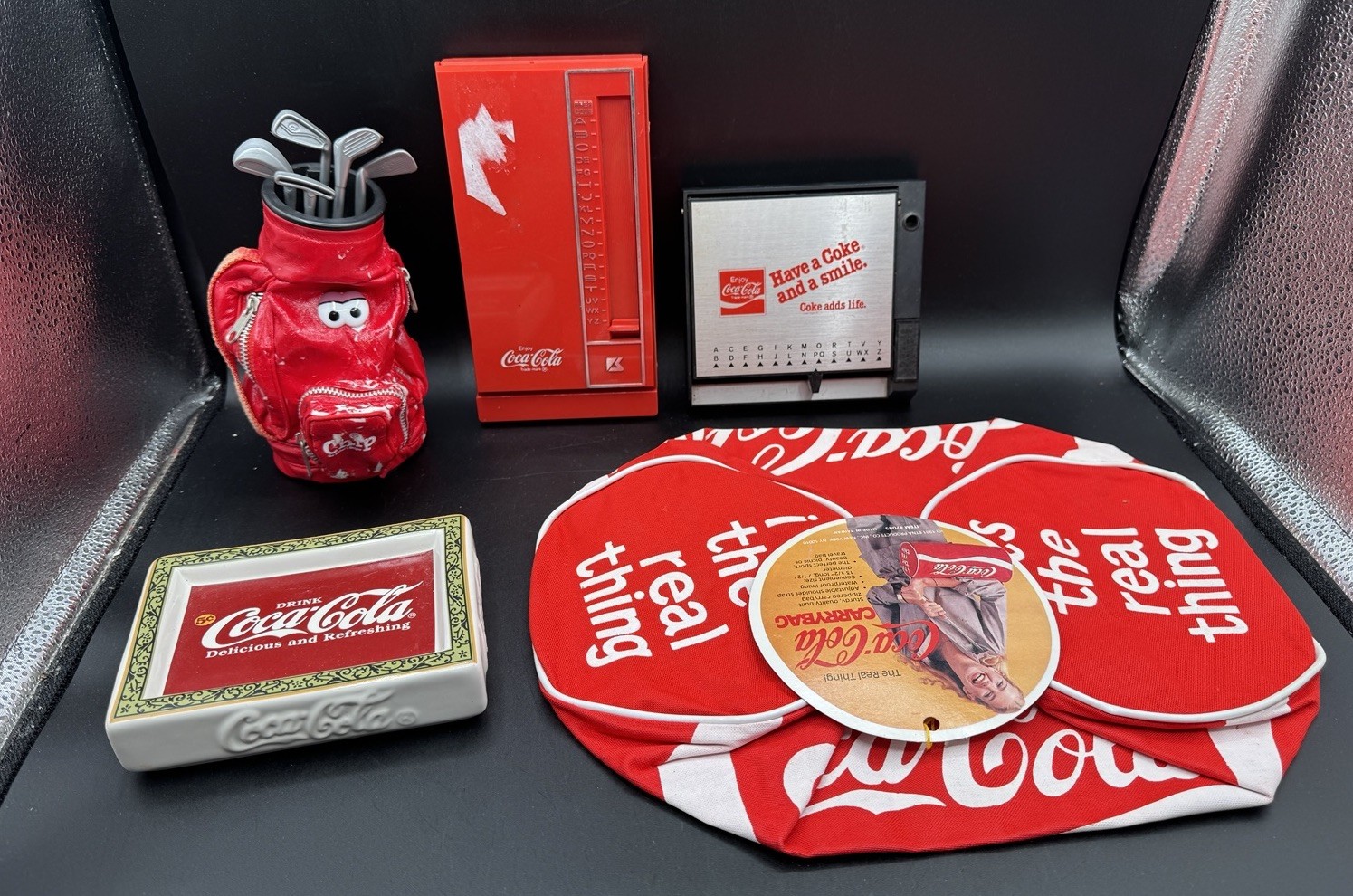 Group Coca Cola Collectibles - NOS Carry Bag, Directories, Soap Dish, Etc
