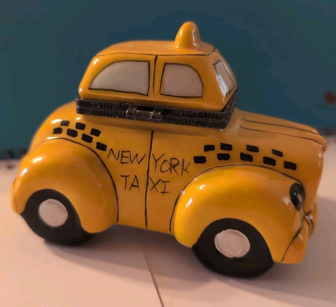 Yellow Vintage Style Taxi Cab Trinket