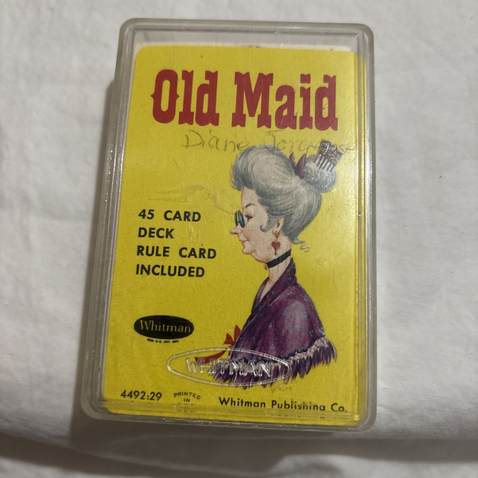 Vintage 1960’s Old Maid Playing Cards #4492:29 with clear case Complete