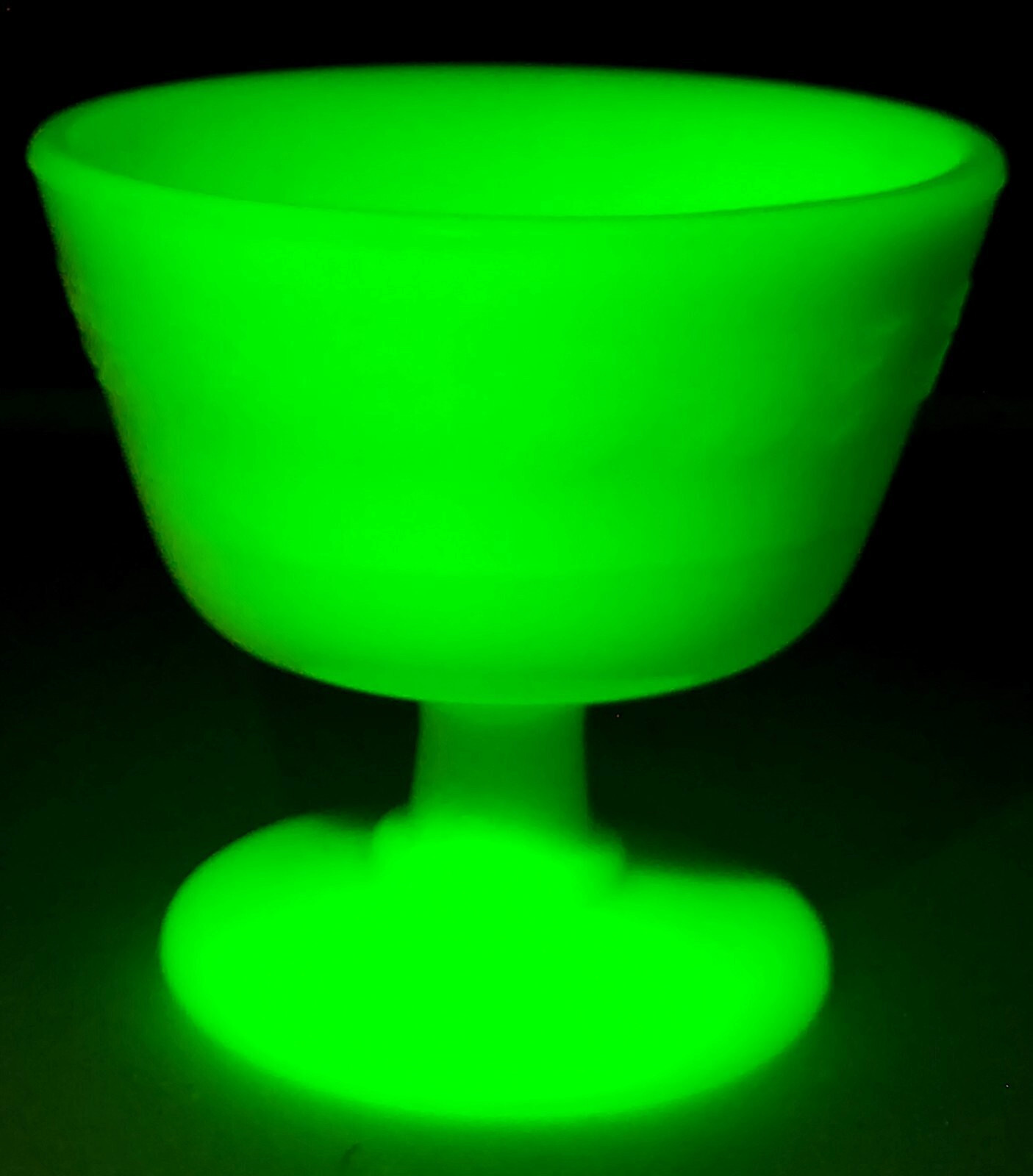 Antique McKee Custard Glass Desert Cup Uranium Glass Stem Footed Scarce Antique McKee Custard Glass Desert Cup Uranium Glass Stem Footed Scarce