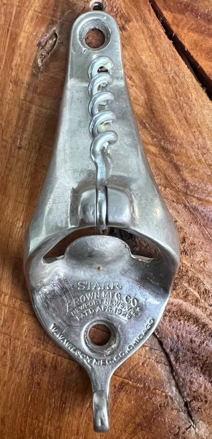 Very Rare STARR Corkscrew Combo W.W. Wilcox PATD APR 1925 Brown MFG Co Opener