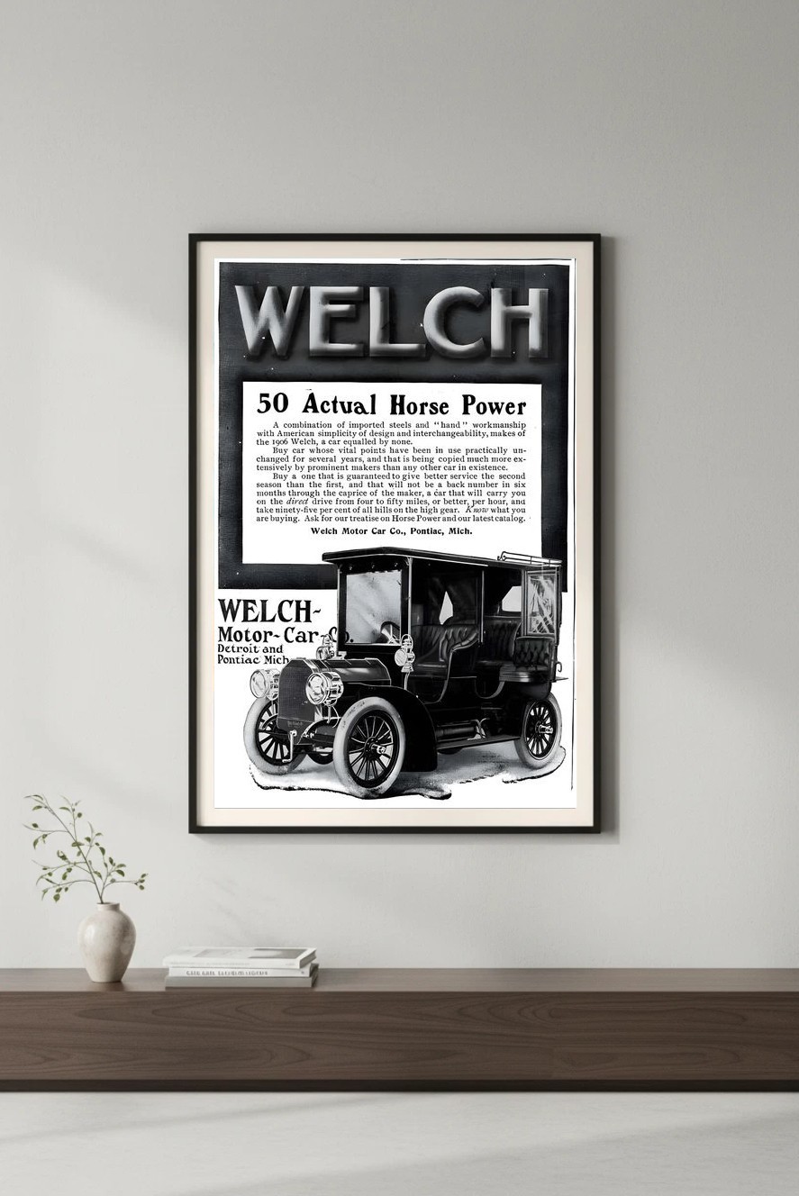 🚗 Welch Motor Car Co. (1906) Vintage Ad Poster - Hi-Res💎 Print - 200 GSM