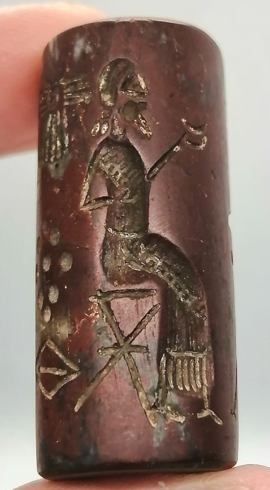 Roman Old Near Eastern Seal Bead Carved Mythology Scene Jewelry Bead