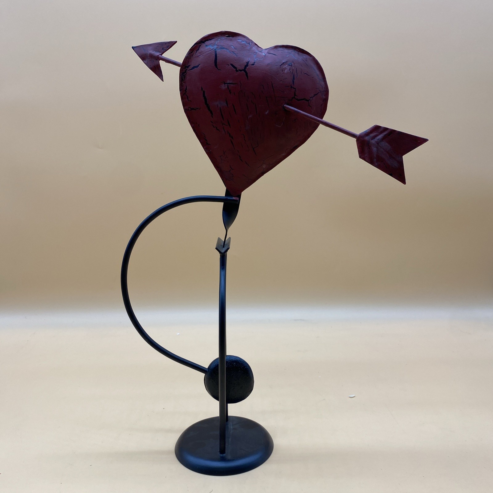 Vintage Valentine’s Folk Art Metal Kinetic Balance Cupid's Sculpture READ Vintage Valentine’s Folk Art Metal Kinetic Balance Cupid's Sculpture READ