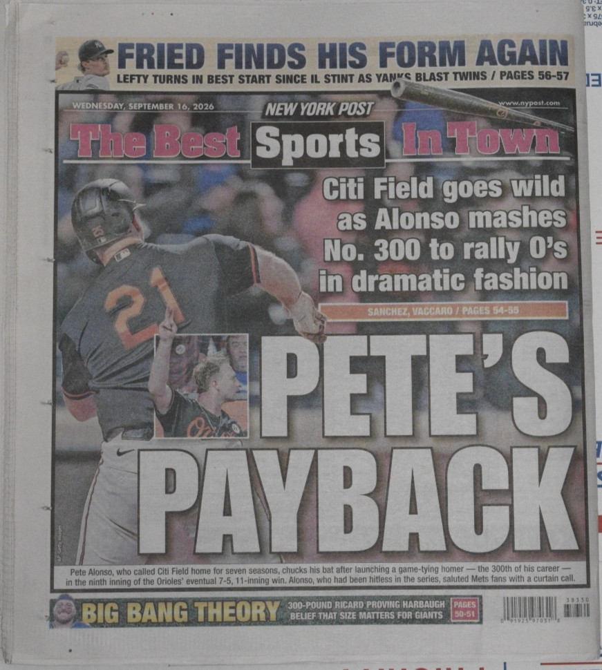 Pete Alonso HR No. 300 At Citi Field New York Post 9/16/2026