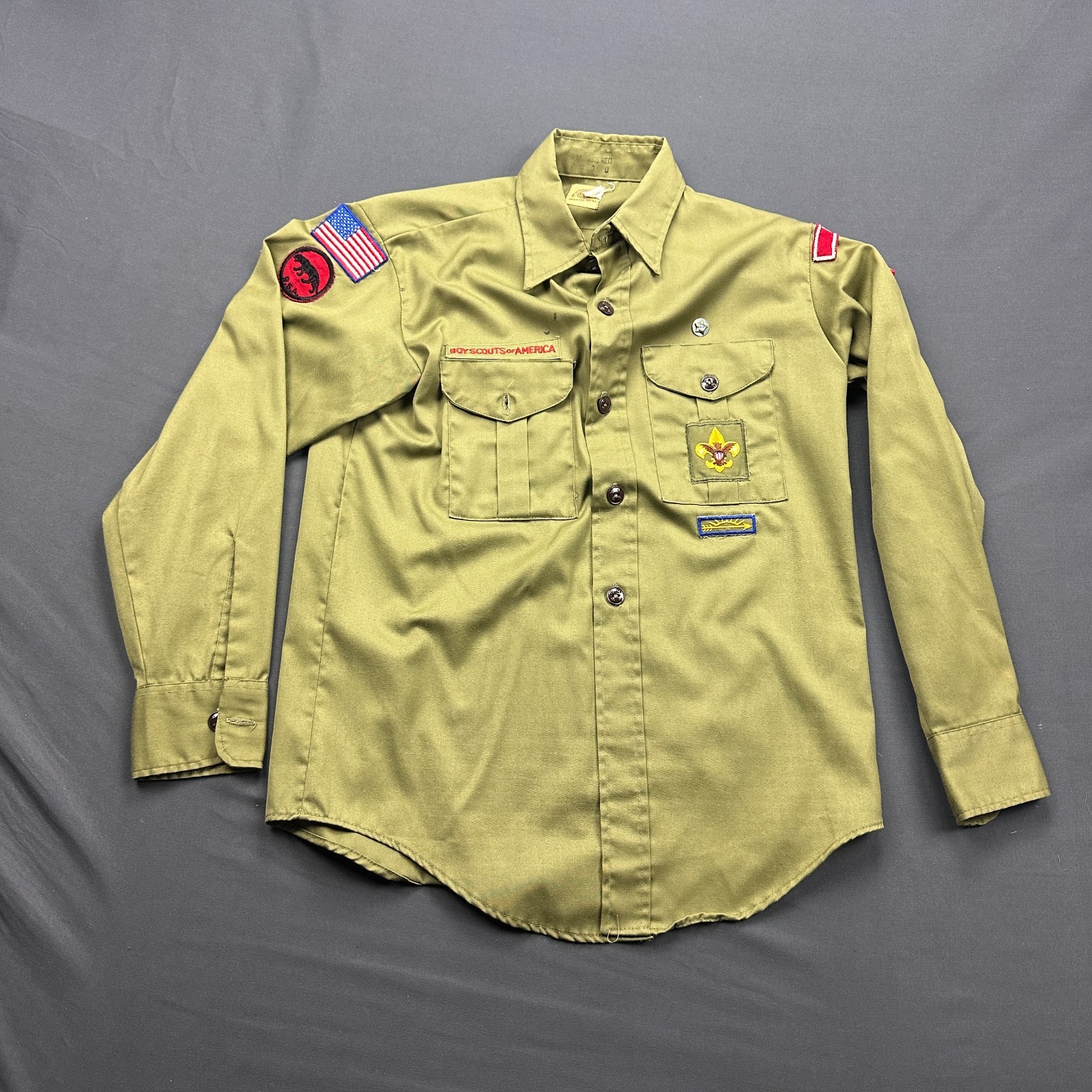 Vintage Boy Scouts Of America Shirt Mens Medium Olive Green Patches BSA Official Vintage Boy Scouts Of America Shirt Mens Medium Olive Green Patches BSA Official