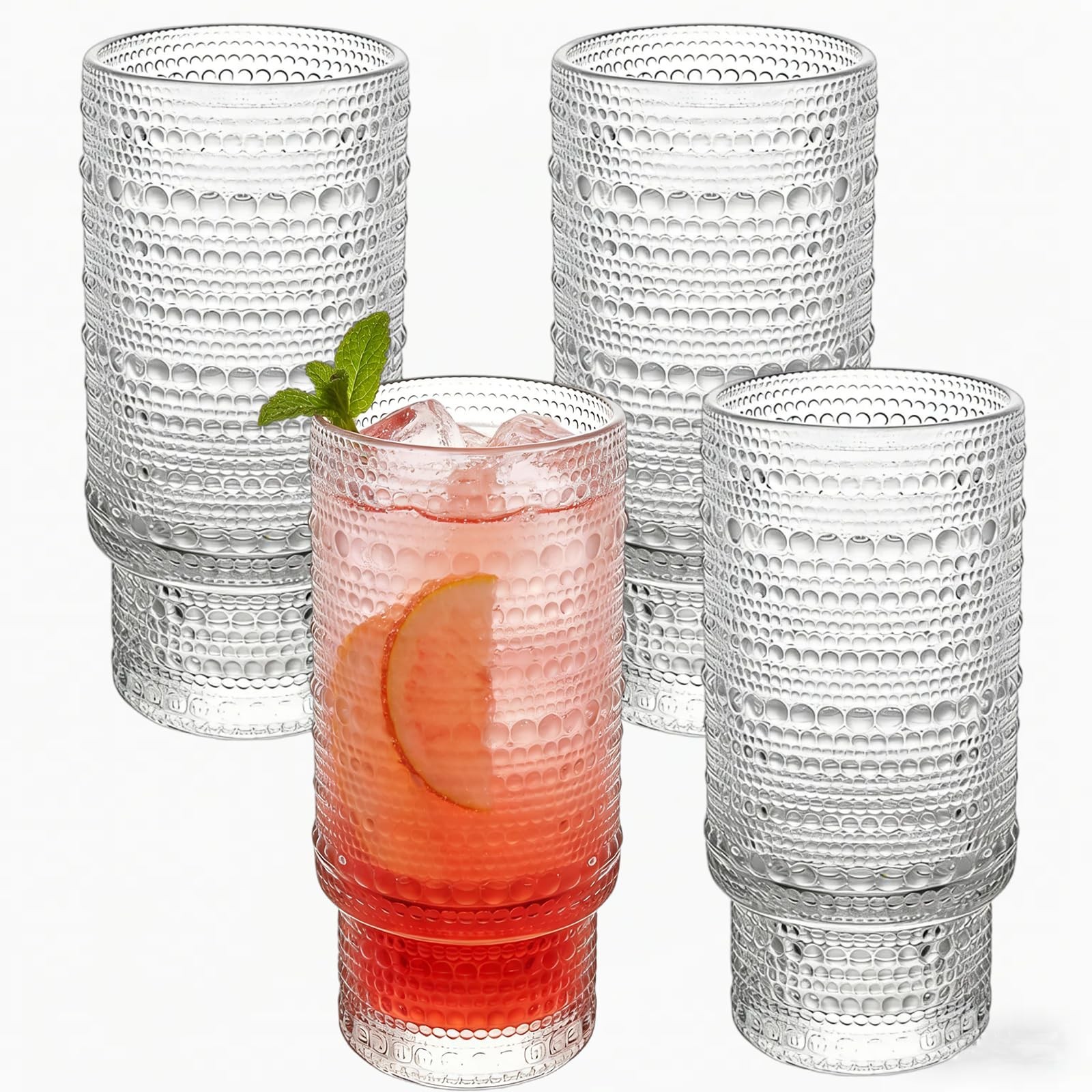 Large Capacity 16 oz Hobnail Drinking Glasses Set of 4, Vintage Glassware Dri... Large Capacity 16 oz Hobnail Drinking Glasses Set of 4, Vintage Glassware Dri...