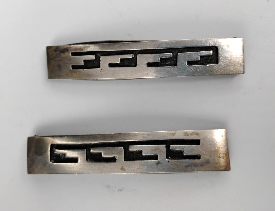 Vintage Hopi Sterling Silver Barrettes, Matching Pair 3/8