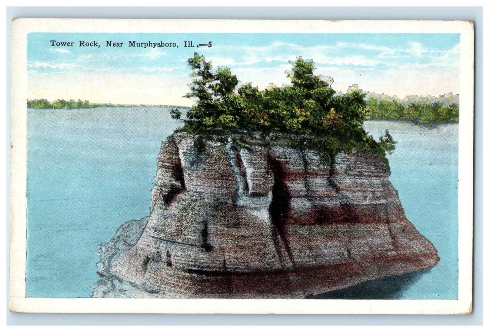 1949 View Of Tower Rock Near Murphysboro Illinois IL Posted Vintage Postcard 1949 View Of Tower Rock Near Murphysboro Illinois IL Posted Vintage Postcard