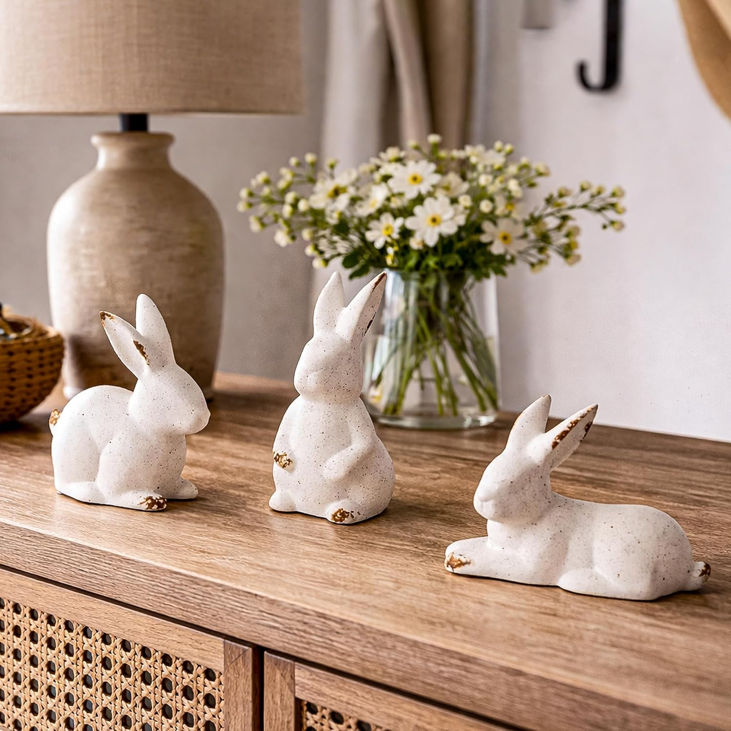 3 Pcs White Ceramic Bunny Figurines – Easter Bunny Decor, Modern White Rabbit St 3 Pcs White Ceramic Bunny Figurines – Easter Bunny Decor, Modern White Rabbit St