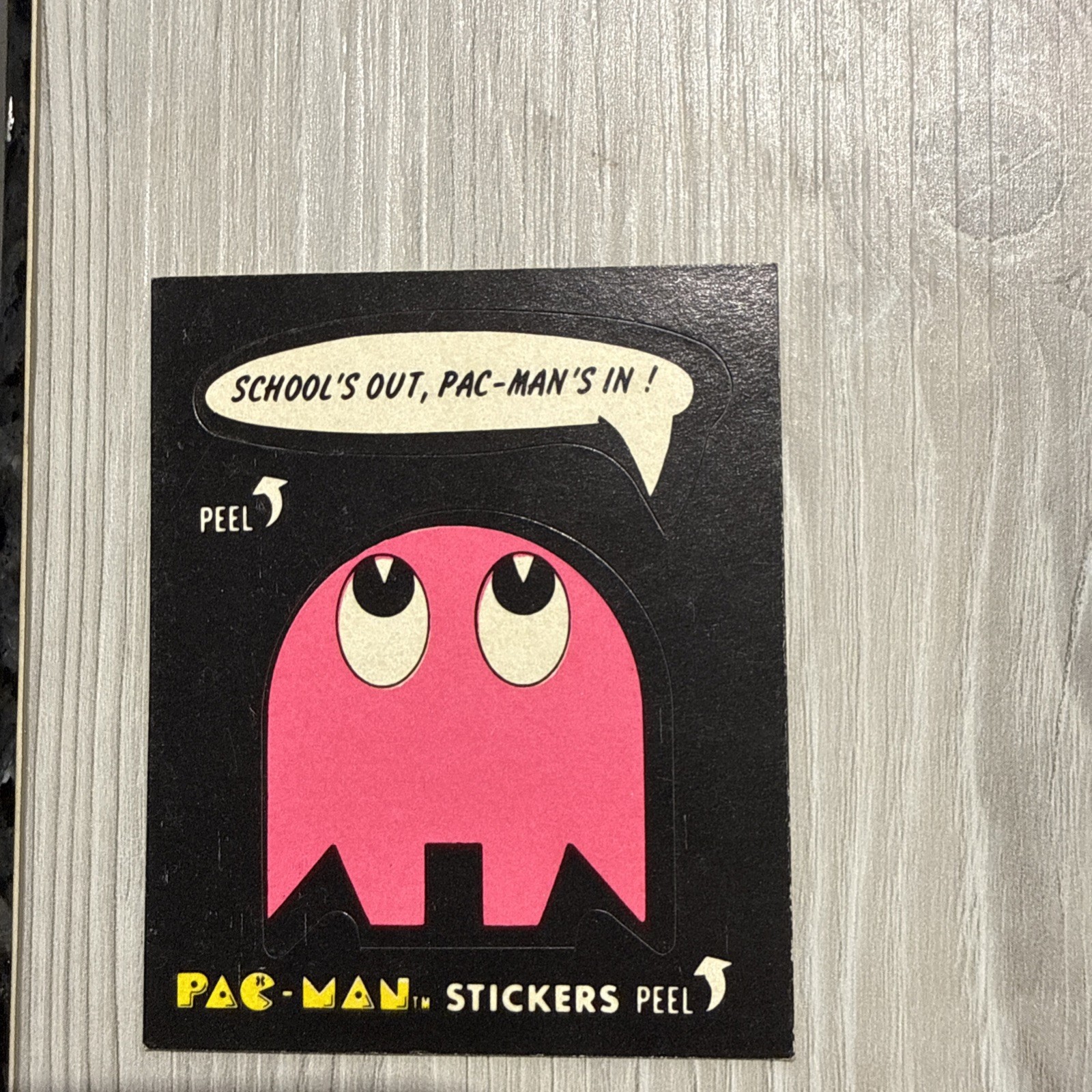 School’s Out, Pac-Man‘s In - 1980 Fleer PAC-MAN Sticker Card #26 In Great Shape