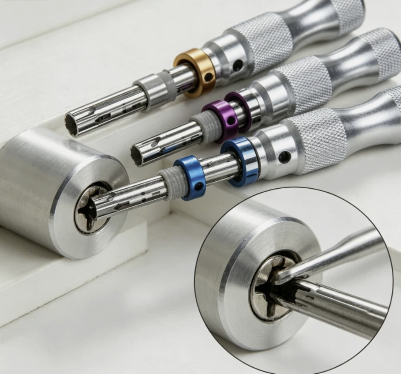 new 3pcs 7Pin Tubular Lock Cylinder Tool Set Maintenance Adapter Locksmith Tools