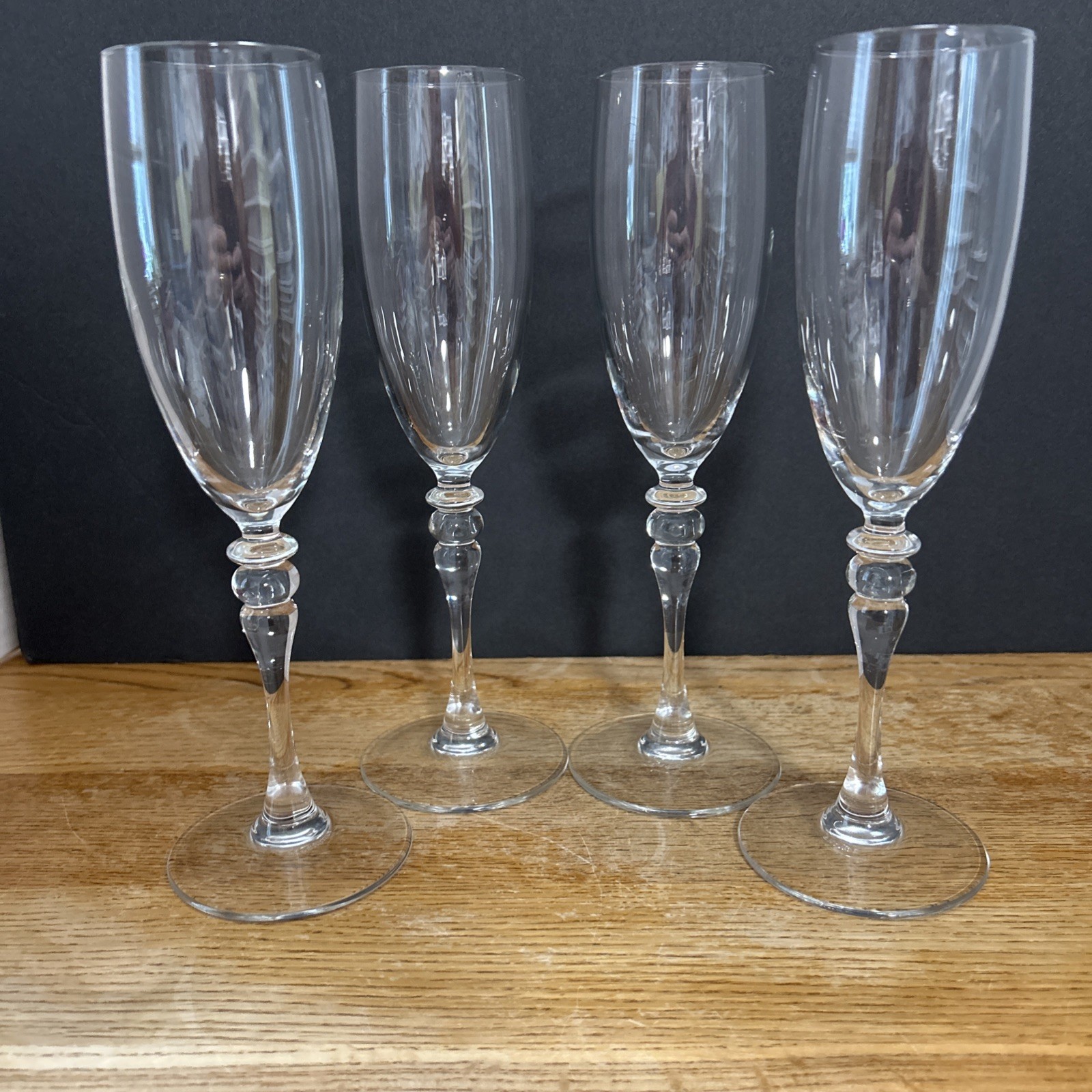 4 Vintage Luminarc France Crystal Champagne Flutes 