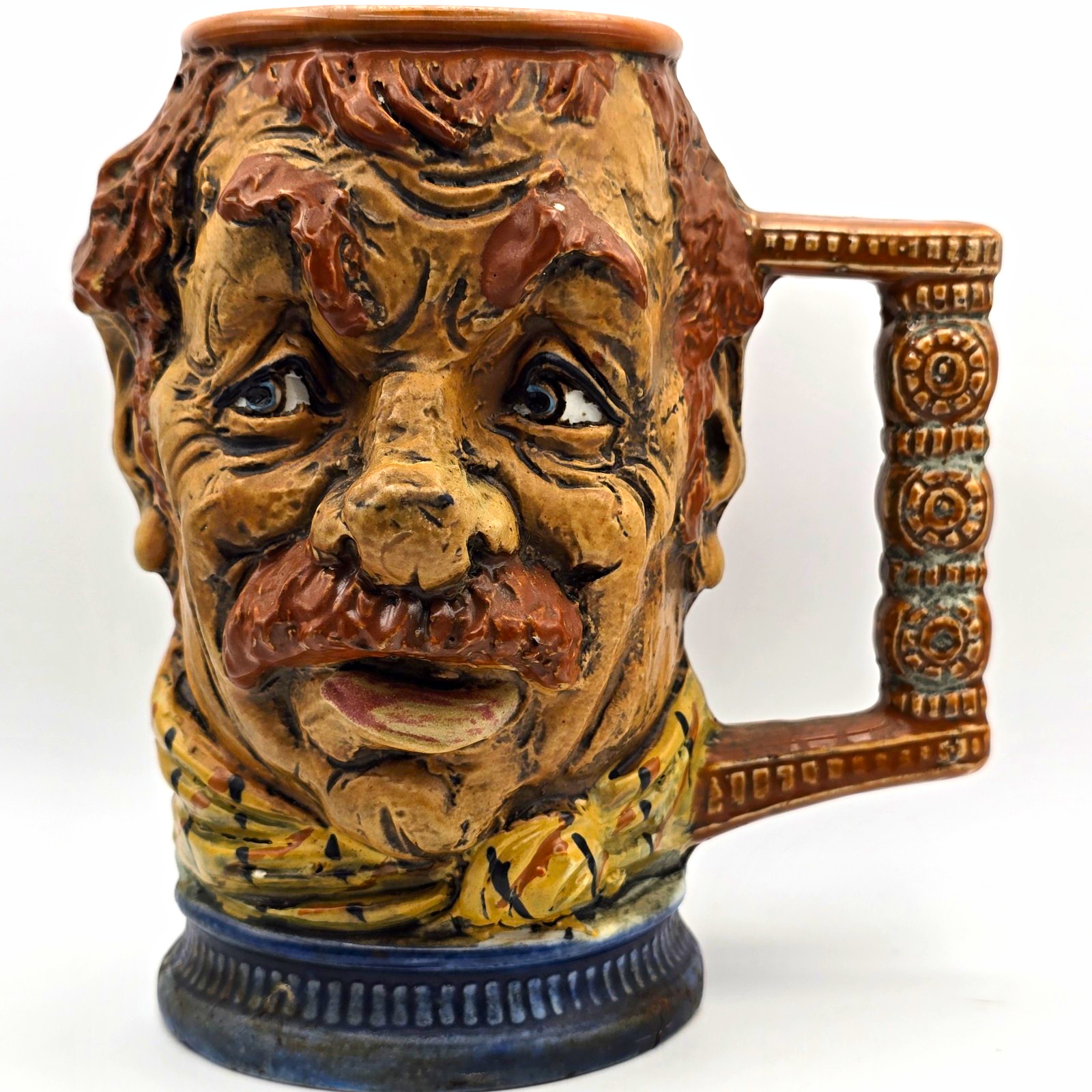 Vintage 1970s Made in Italy Figural Man Face Character Mug 1 Pint Ceramic