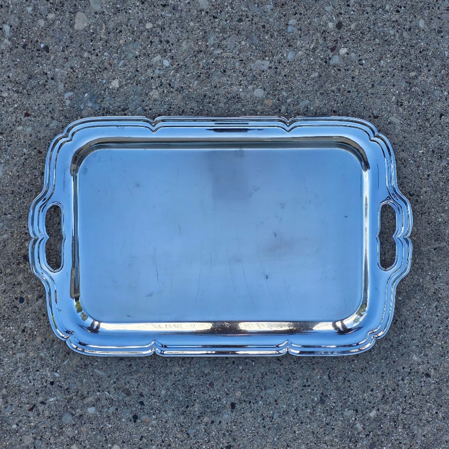 Vintage Farberware Brooklyn NY Serving Tray Silver Tone Double Handle 17.5\