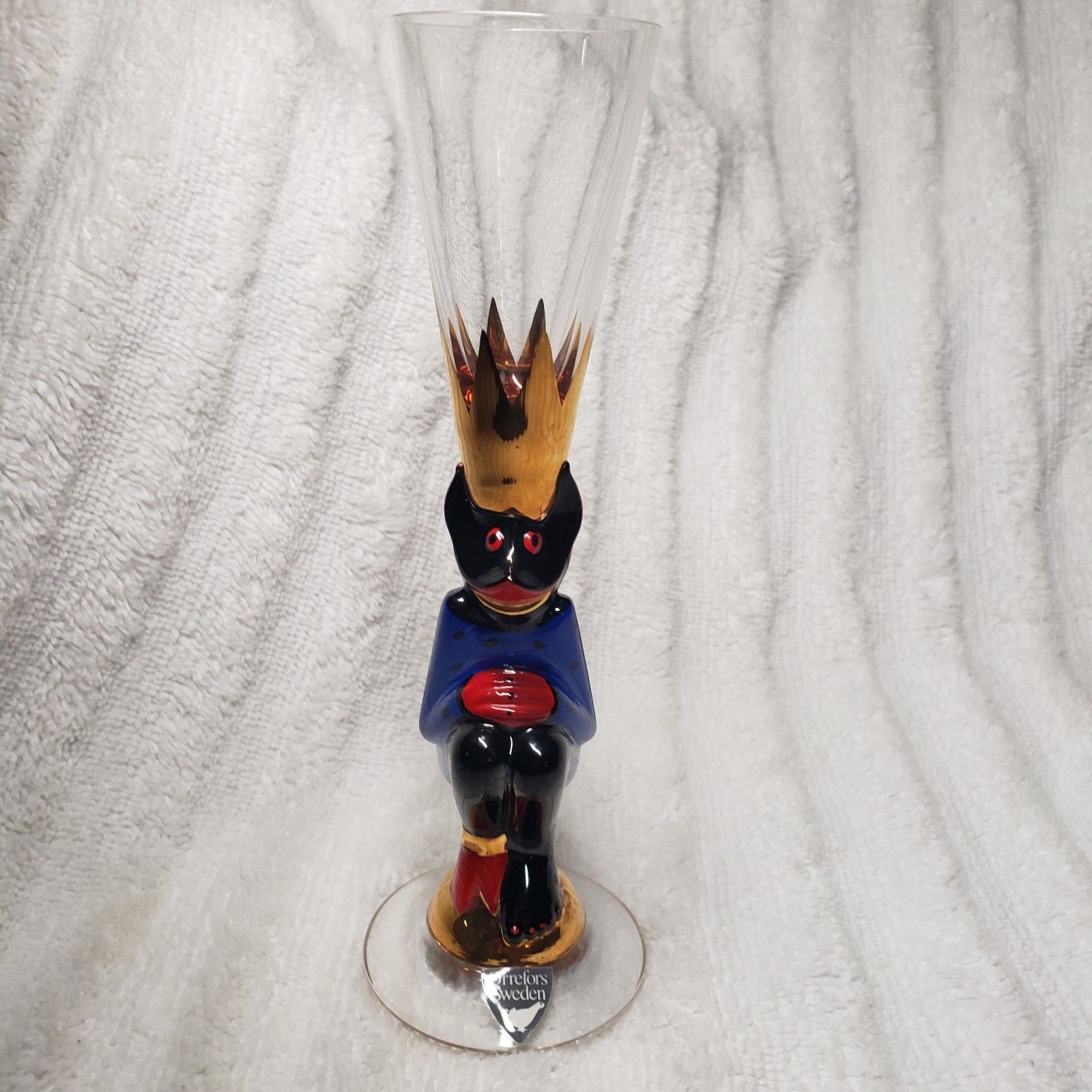 Orrefors Nobel Devil Snaps Shot Glass In Blue by Gunnar Cyrén Made In Sweden