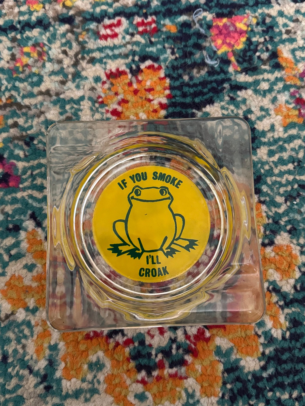 Vintage 90s If You Smoke I'll Croak Frog Ashtray