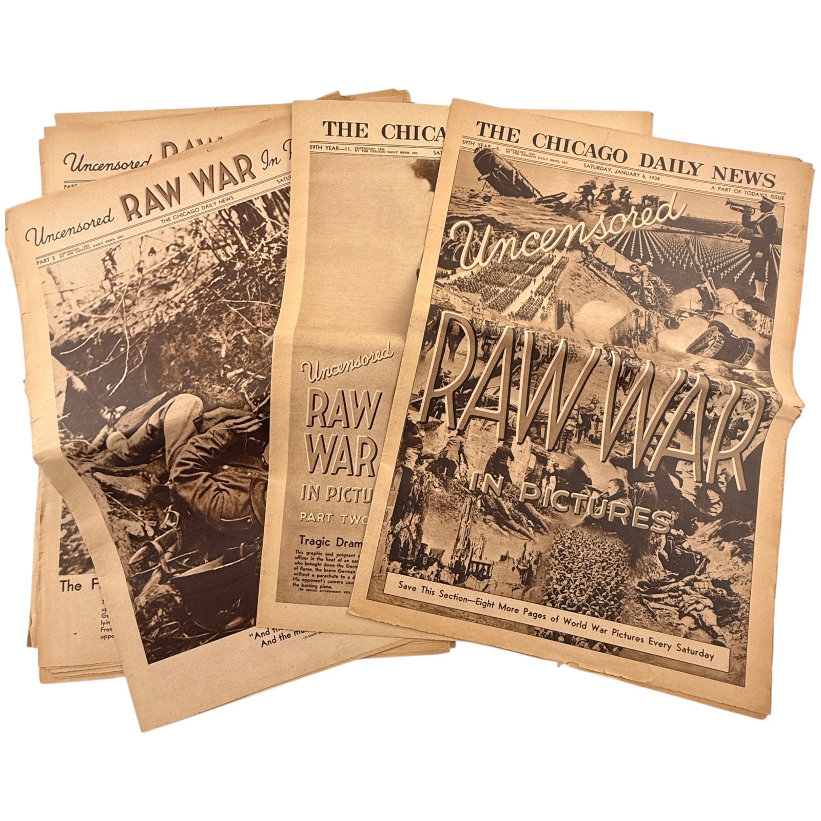 Chicago Daily News 1934 Uncensored Raw War in Pictures 16 Supplements WWI Images