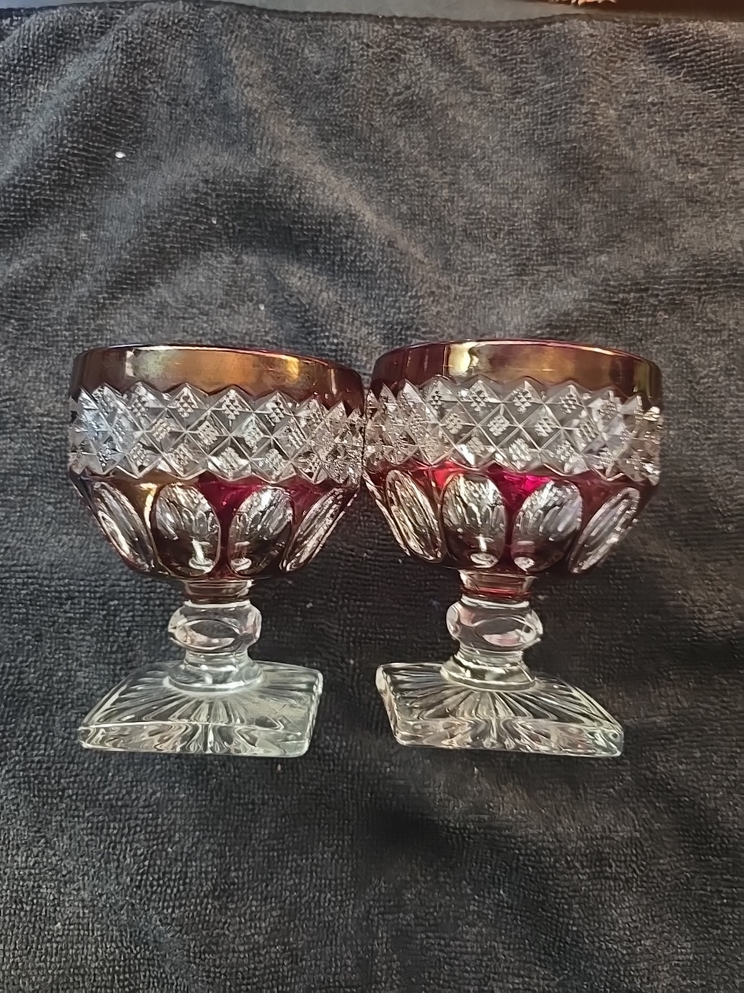 Vtg 1950s Waterford Ruby Bowl by Westmoreland Liquor Cocktail Glass Red Clear Vtg 1950s Waterford Ruby Bowl by Westmoreland Liquor Cocktail Glass Red Clear