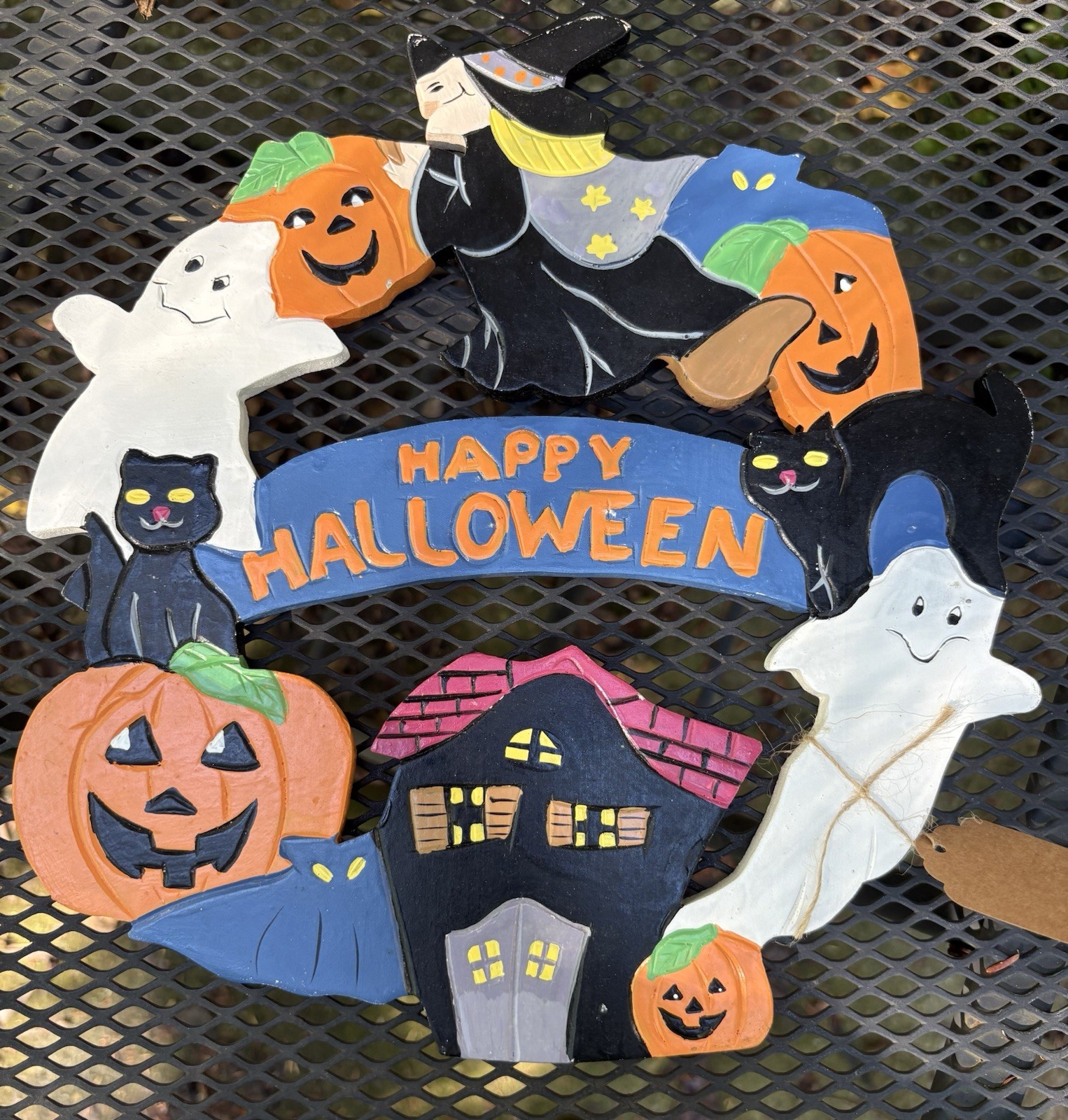 Vintage 1995 Pumpkin Hollow Halloween Wood Wall Decor Witch Ghost Cat Pumpkin