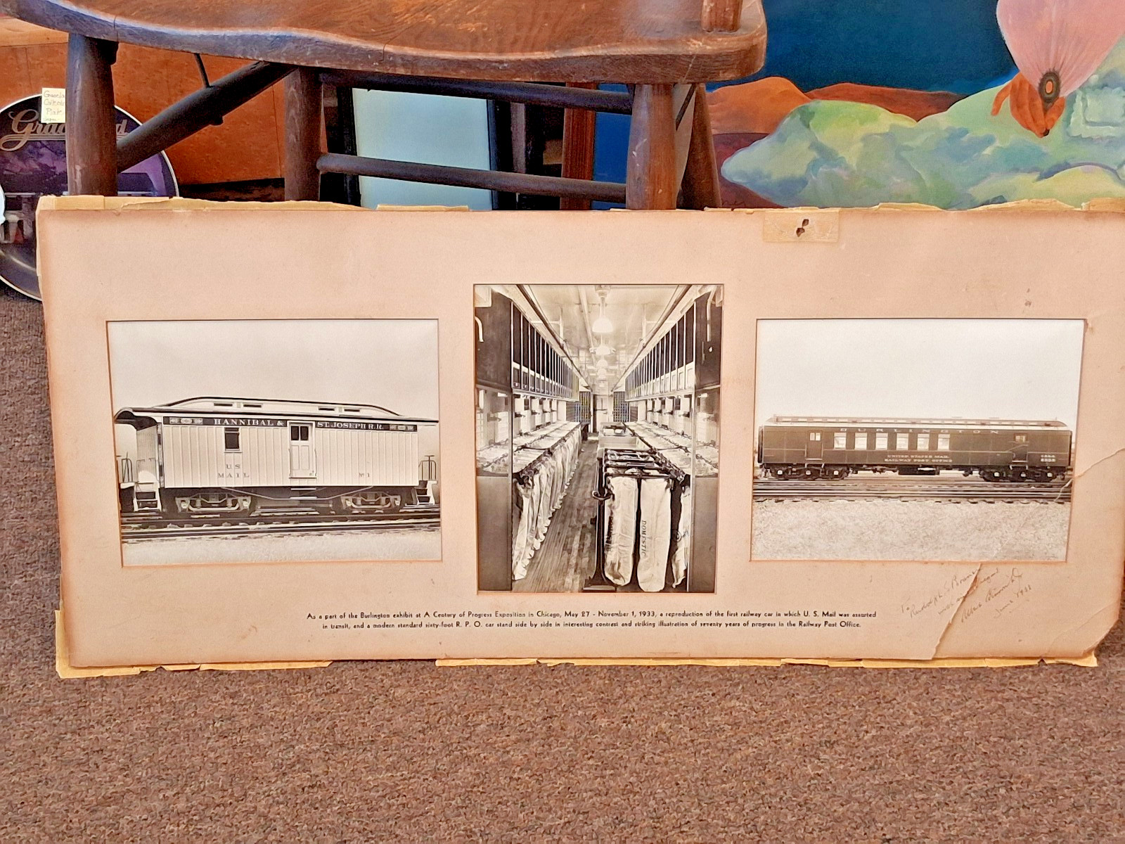 Chicago World\'s Fair June 1933 Railroad Autographed Mail via Train Photo Display Chicago World\'s Fair June 1933 Railroad Autographed Mail via Train Photo Display