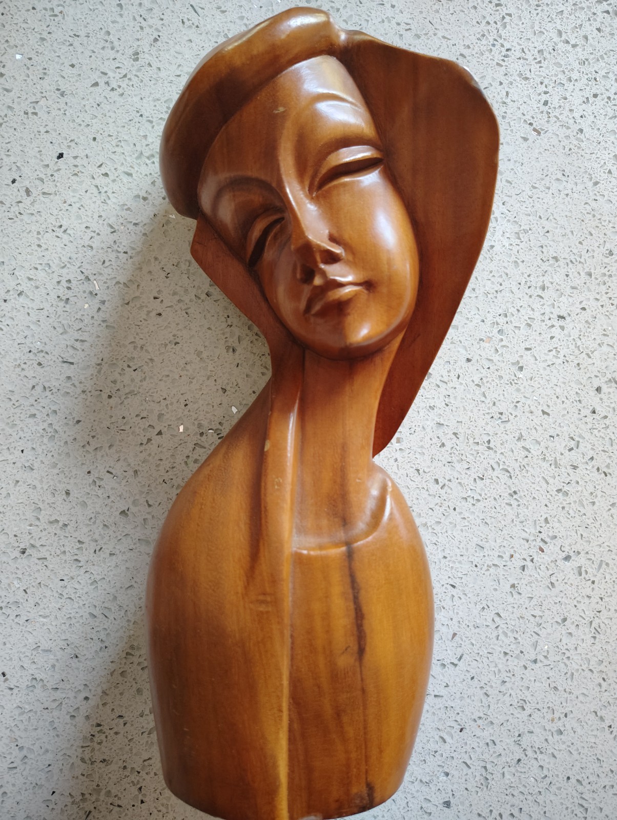 MCM Hand Carved Monkey Pod Wood Female Bust Madonna Made In Philippines MCM Hand Carved Monkey Pod Wood Female Bust Madonna Made In Philippines