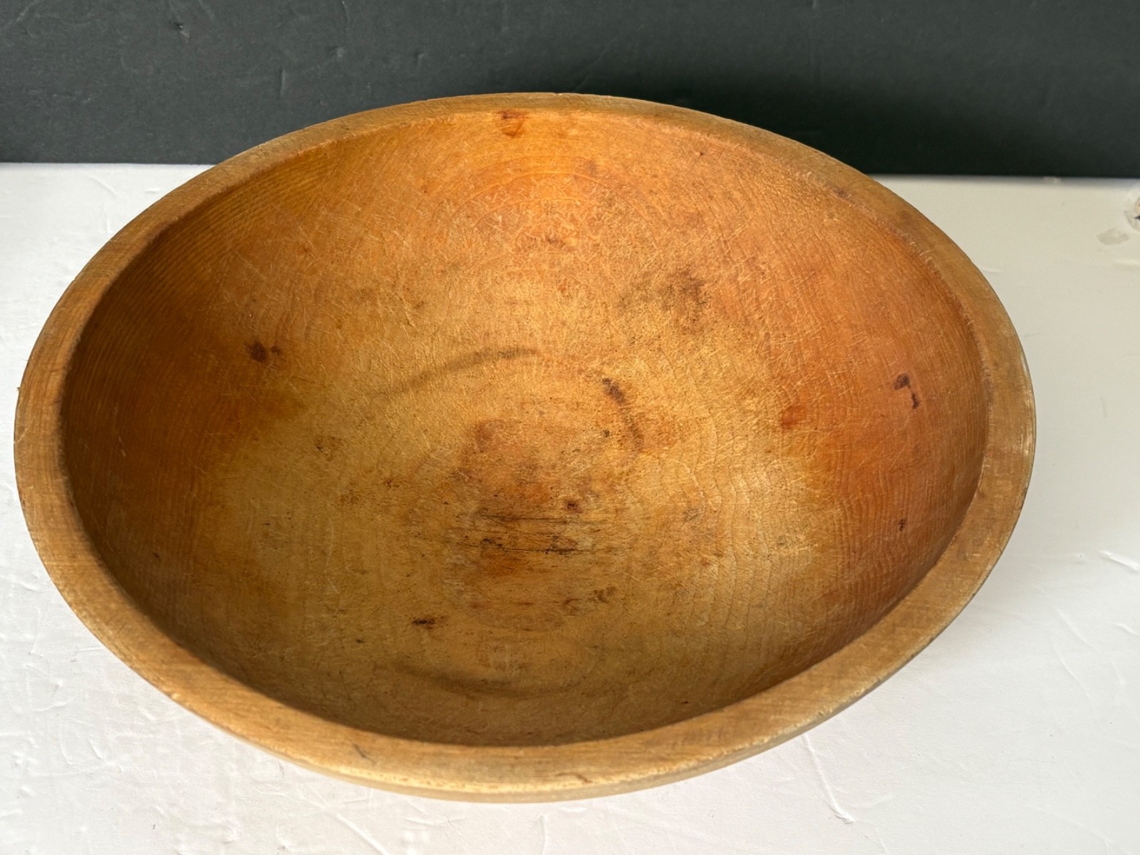 Vintage Munising Wooden Bowl Carved Signature 11.5