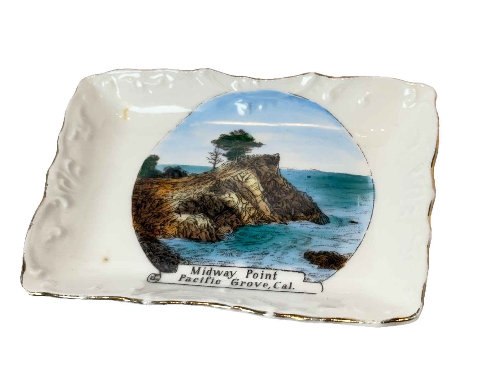 PACIFIC GROVE , CALIFORNIA Antique MIDWAY POINT Souvenir China Dish Plate PACIFIC GROVE , CALIFORNIA Antique MIDWAY POINT Souvenir China Dish Plate