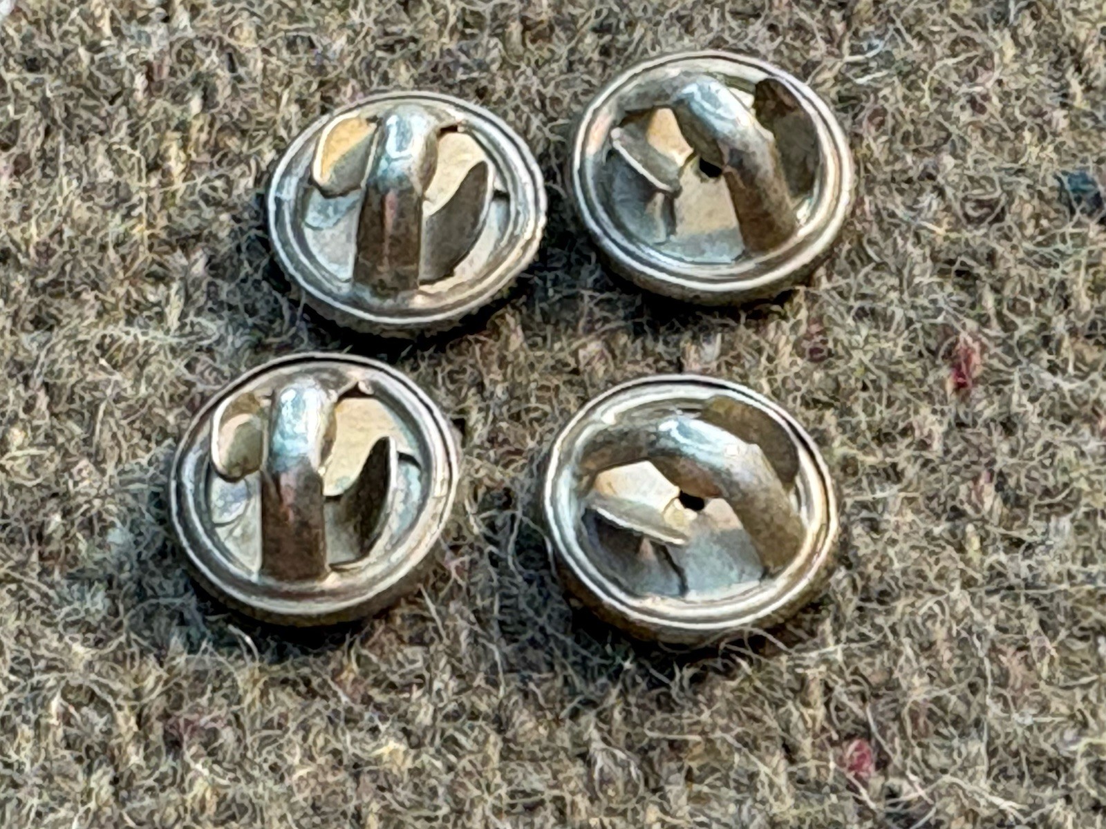 4 WWII STERLING SILVER Clutch Backs for WINGS CIB RANK etc ~Early Patent Pending
