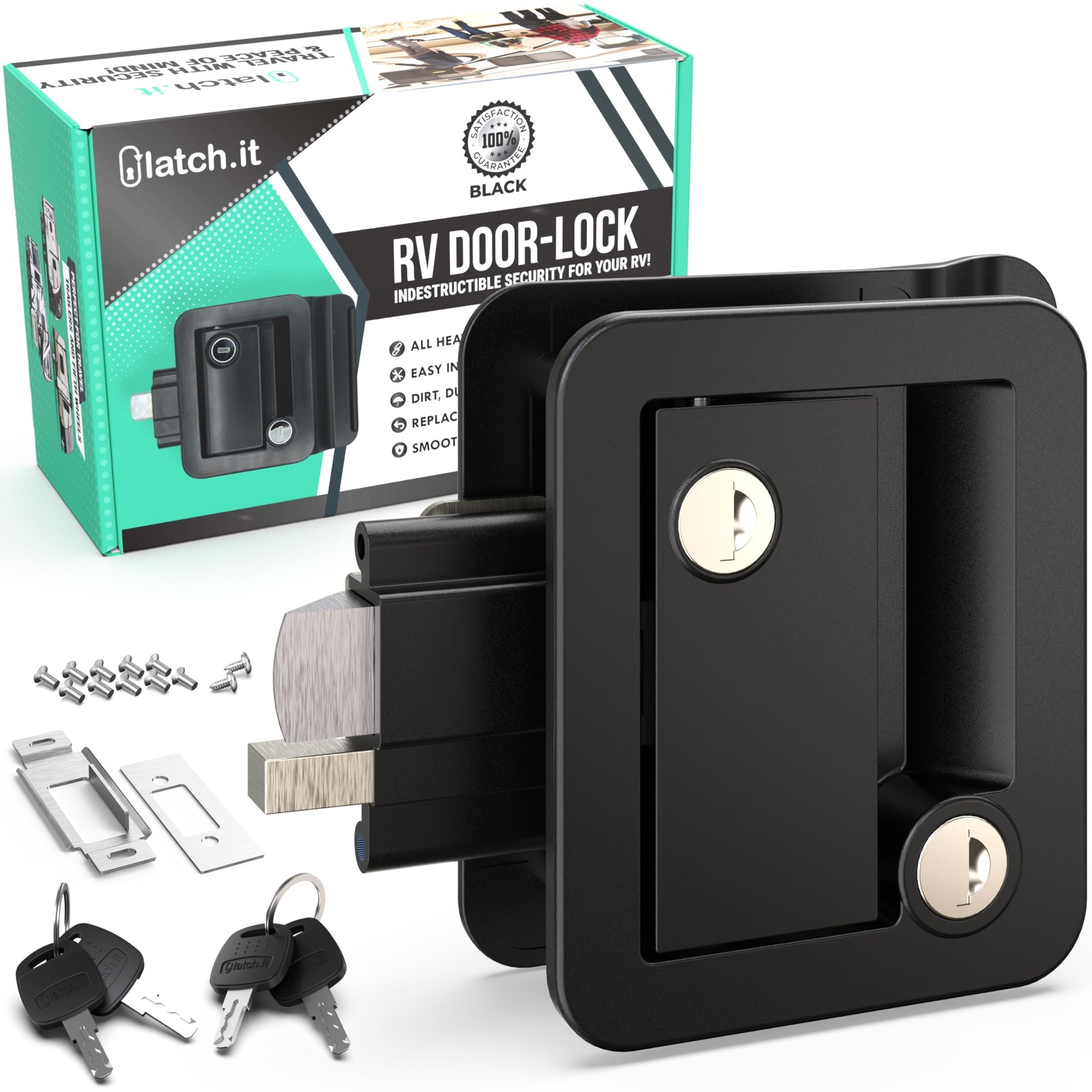 Black RV Door Lock Replacement | Fits 2.75\ Black RV Door Lock Replacement | Fits 2.75\