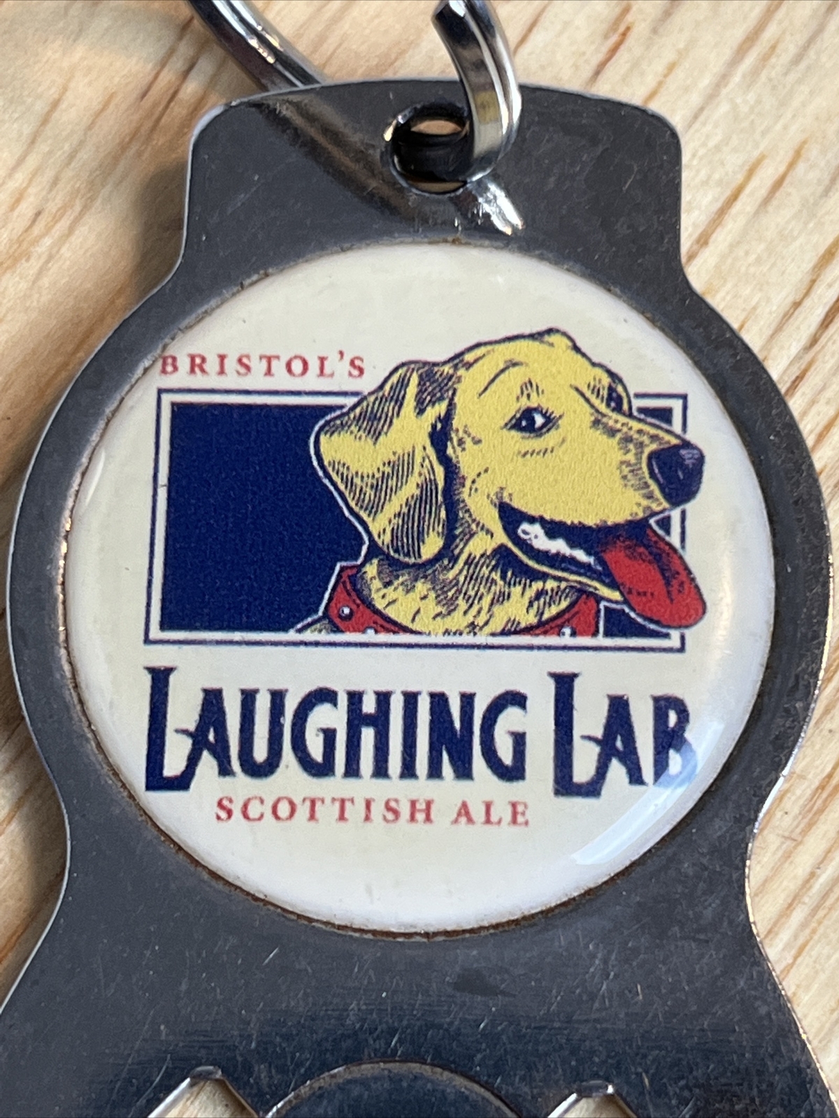 Vintage Bristol’s Laughing Lab Scottish Ale Beer Metal Bottle Opener Keychain