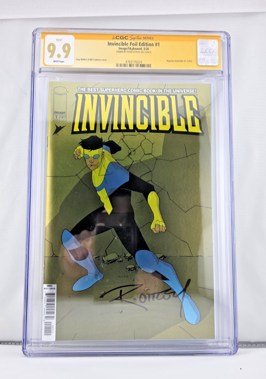 INVINCIBLE #1 FOIL EDITION CGC 9.9 SIGNED BY RYAN OTTLEY 2026 (not 9.8) INVINCIBLE #1 FOIL EDITION CGC 9.9 SIGNED BY RYAN OTTLEY 2026 (not 9.8)
