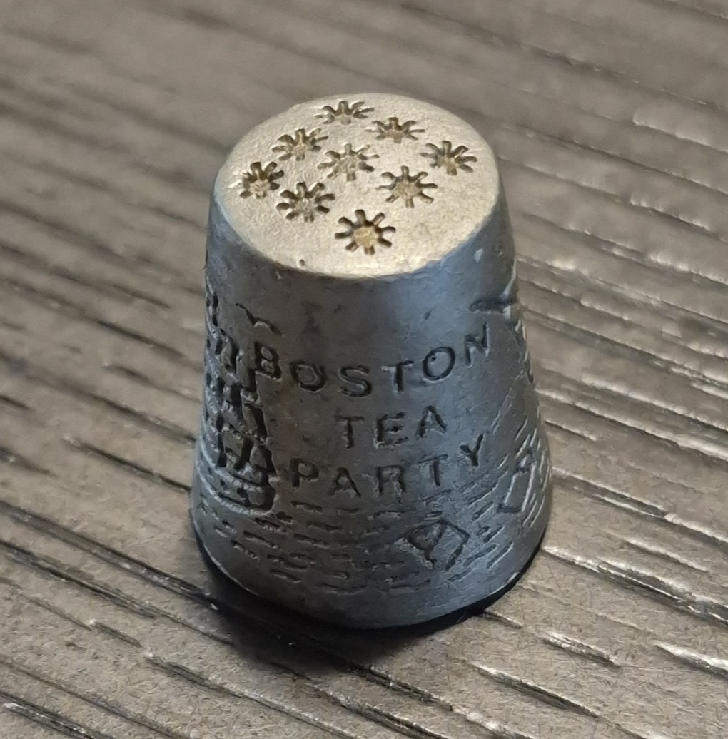 Vintage Boston Tea Party Pewter Thimble Souvenir Sewing Vintage Boston Tea Party Pewter Thimble Souvenir Sewing