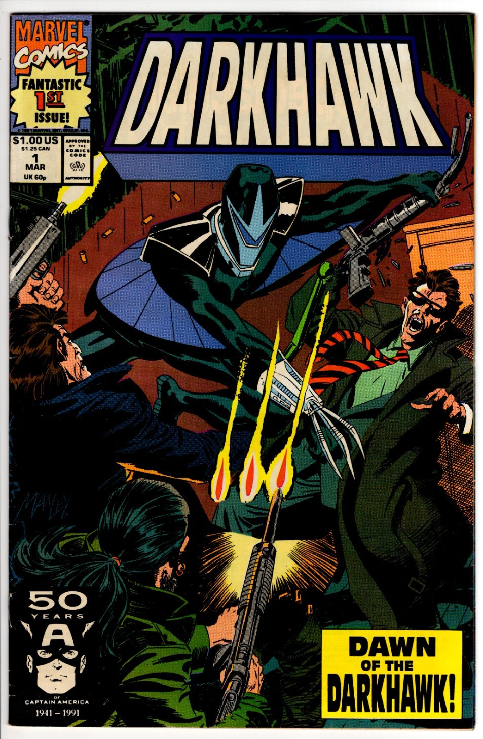 DARKHAWK #1 (1991): KEY- 1st app Darkhawk: VF-