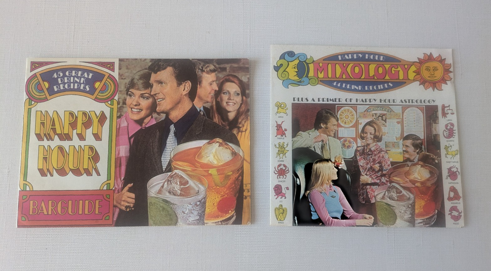 (2) VTG Happy Hour Mixology Bar Guide Recipes Southern Comfort Astrology 1970s (2) VTG Happy Hour Mixology Bar Guide Recipes Southern Comfort Astrology 1970s