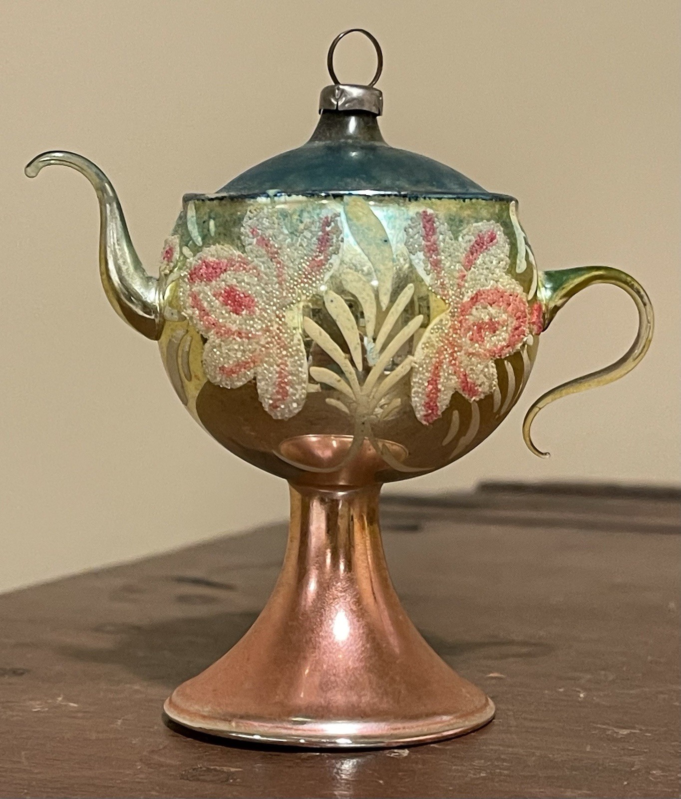 Gorgeous Antique Teapot Glass Ornament Christmas German Kitchen