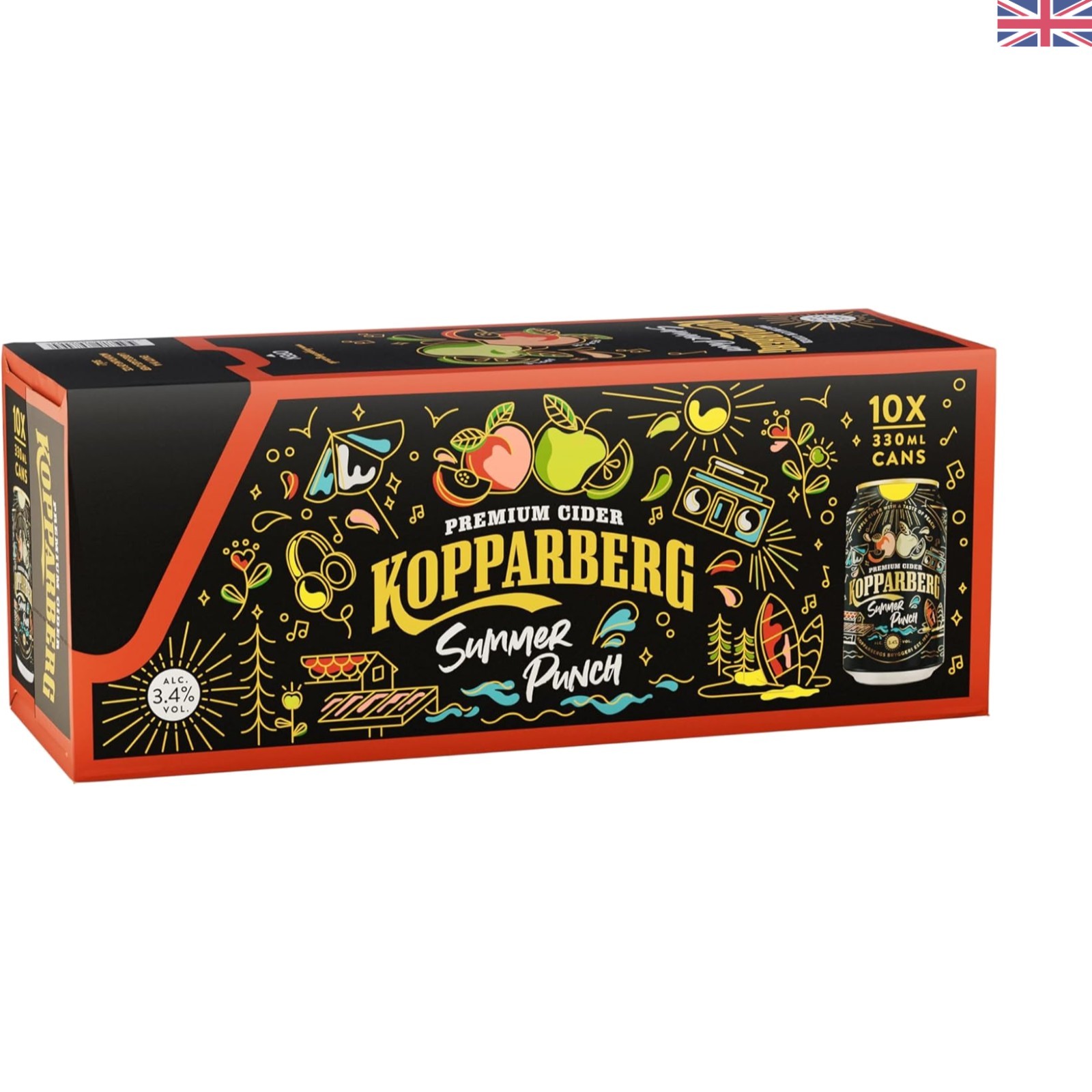 Natural Fruit Cider Summer Punch - No Additives, 3.4% ABV, 10 x 330ml
