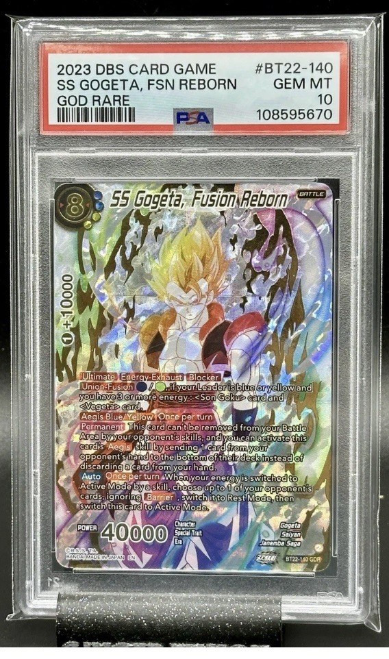 2023 DBS SS GOGETA, FUSION REBORN GOD RARE #BT22-140 PSA 10 2023 DBS SS GOGETA, FUSION REBORN GOD RARE #BT22-140 PSA 10