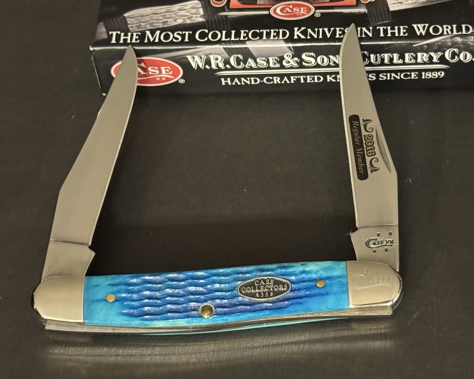 🔥 2016 Case XX Caribbean Blue Bone Muskrat Pocket Knife Collectors Club CCC