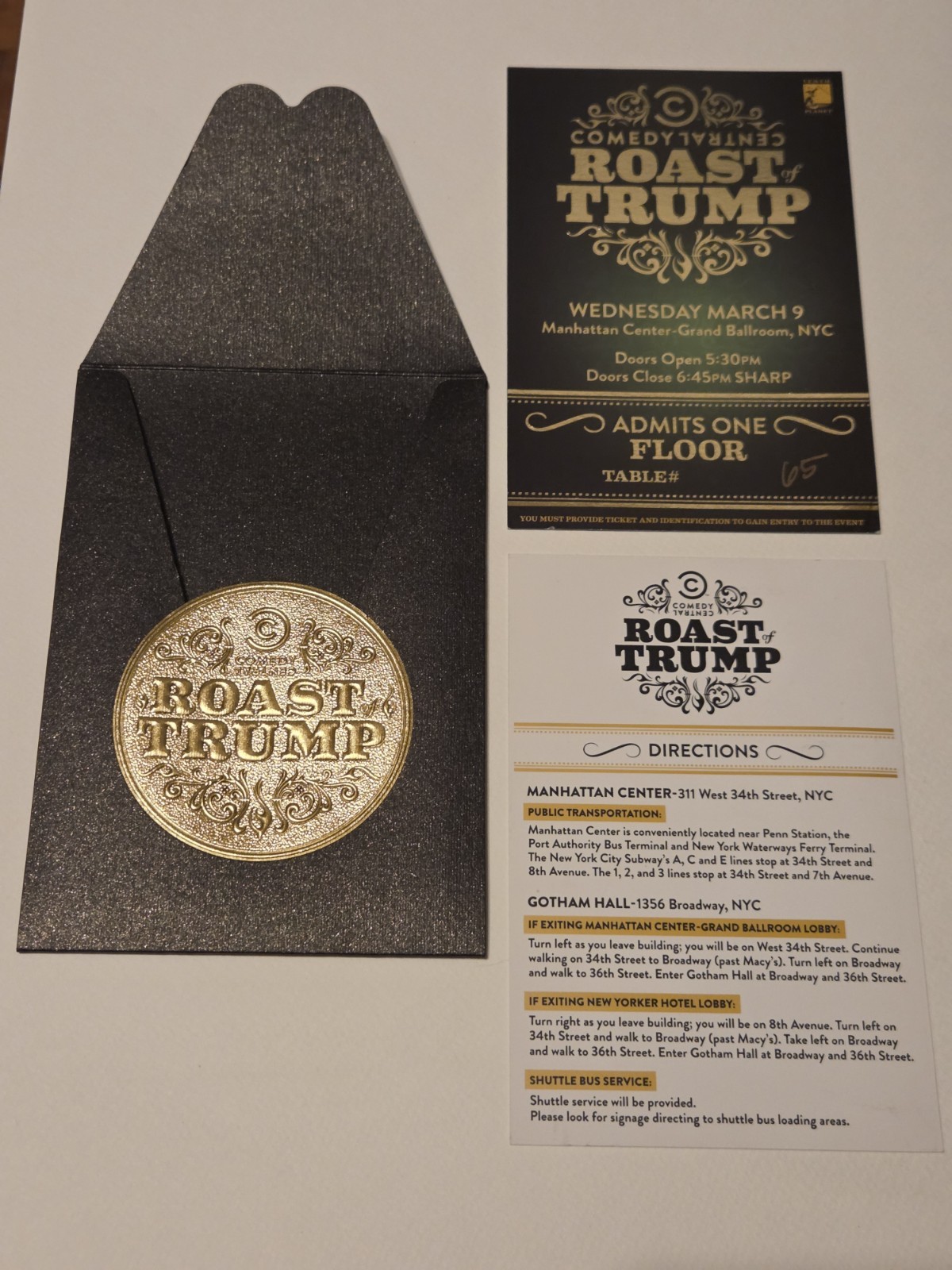 RARE 2011 ROAST OF DONALD TRUMP TICKET INVITATION COMEDY CENTRAL COMPLETE RARE 2011 ROAST OF DONALD TRUMP TICKET INVITATION COMEDY CENTRAL COMPLETE